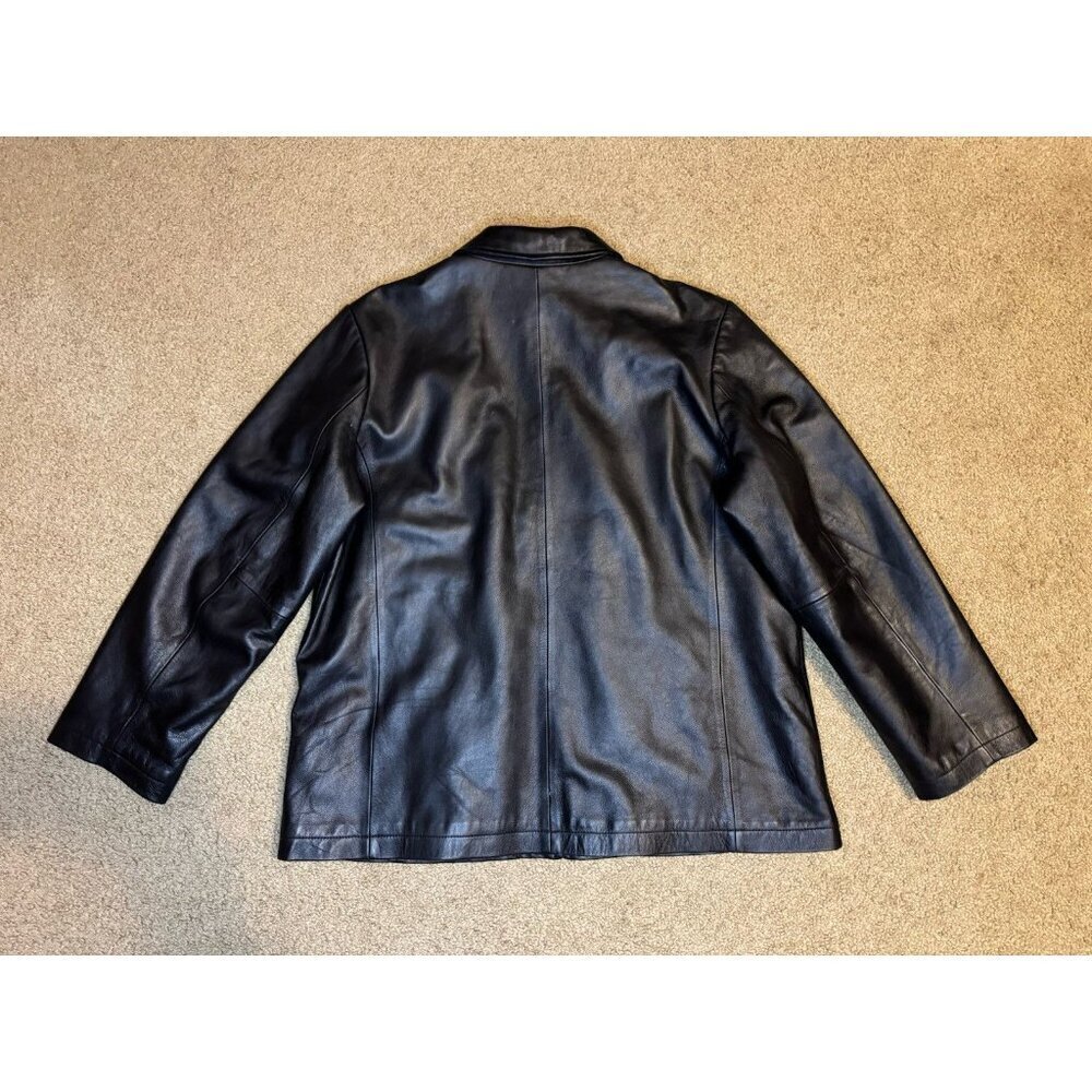 LANDS END Womens Lambskin Leather Jacket Sz XL Zip Up Biker Grunge Dark Academia - Picture 2 of 14